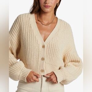 Coastal Fishermen Neutral Cozy Roxy Cardigan Sweater Oversized XS NWT